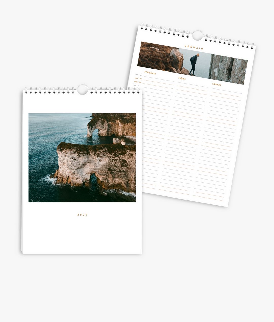 Calendario di famiglia 2027 in A4 verticale con le tue foto